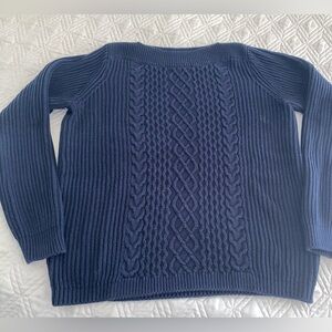 Tommy Hilfiger Navy Blue Boat Neck Cable Knit Sweater M